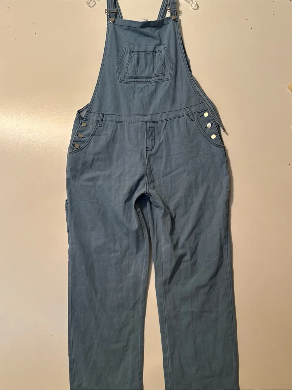 Light Blue Denim Overalls - Women's Casual Jumpsuit